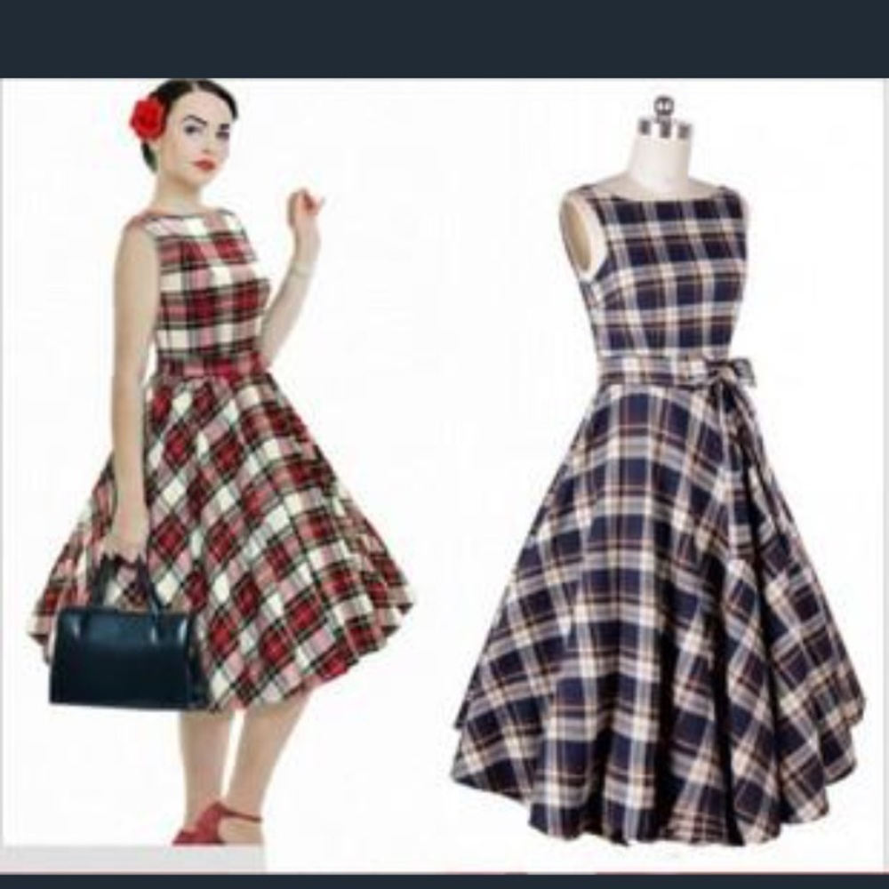 Brown plaid vintage style dress - Picture 4 of 6